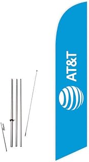 GLOBAL ADVERTISING SOLUTIONS AT&T Feather Flag Eye Catching Banner Sign for Business and Marketing Complete Set with 15 ft Pole Kit and Ground Spike