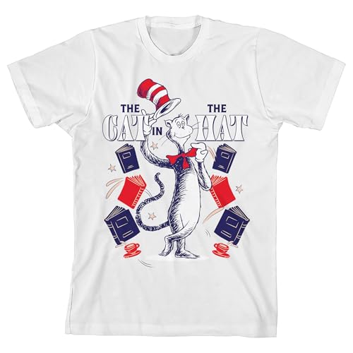 The Cat in the Hat Loves Book and Reading Youth White Short Sleeve Tee