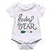Baby Boys Girls Short Sleeves Cute Bear Outfit Set (0-3 Months) White