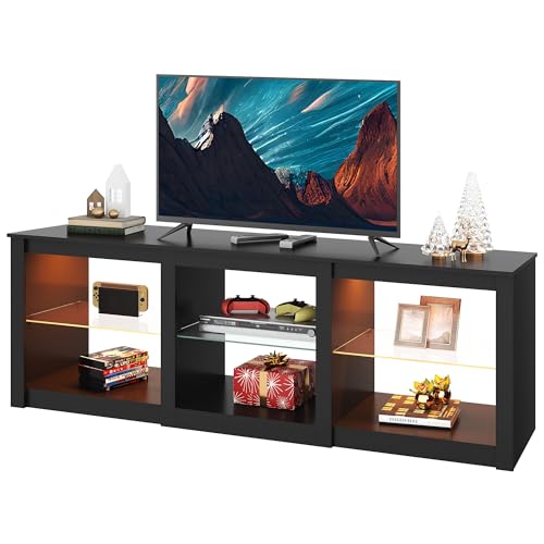 WLIVE TV-Schrank LED, 166 x 39 x 56 cm, Lowboard für Fernseher bis zu 75...