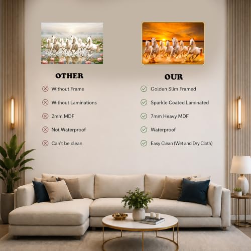 Image of 7 Running Horses Vastu Photo Frame, 8x12 Inch