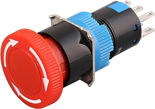 Bouton poussoir 16mm arrêt d'urgence tête champignon - 4