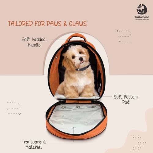 Image of Portable Pet Carrier Backpack for Cats & Small Dogs - Transparent Window, 9 Air Vents, Breathable Mesh, Built-in Safety Leash, Lightweight Travel Bag for Outdoor & Travel (Orange)