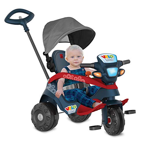 Triciclo Velobaby Reclinavel C/ Capota Passeio & Pedal (Azul), Bandeirante, Azul