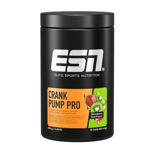 ESN Crank Pump Pro, Strawberry Kiwi, 450 g, Pre Workout Booster - made in Germany
