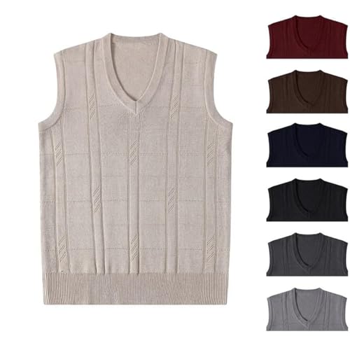 Men V Neck Knit Vest Sweaters Casual Sleeveless Sweater2