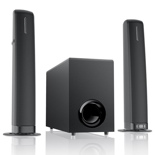 Where to Place Subwoofer with Soundbar? Assistrust Sound Bar with Subwoofer, 110W Sound Bar for Smart TV with Adjustable Deep Bass & Volume...