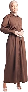 حجاب هاوس فستان قميص برونز مريح - حزام خصر مرن