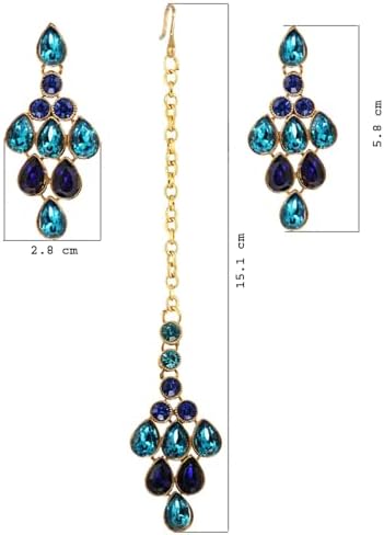 Lucky Jewellery Elegant Feroji Blue Color Stone Necklace Set for Girls & Women (825-L1SS-837-FB)
