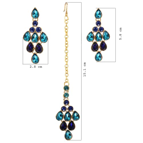 Lucky Jewellery Elegant Feroji Blue Color Stone Necklace Set for Girls & Women (825-L1SS-837-FB)