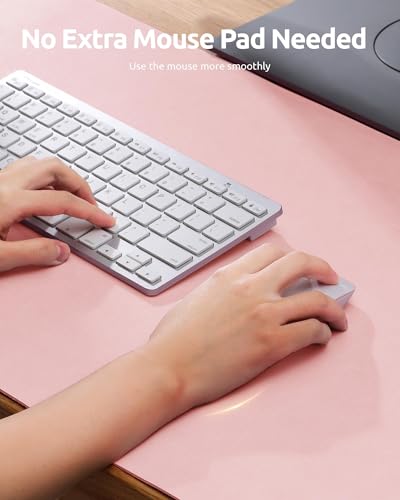 Image of OIVO INDIA PU Vegan Leather Mouse Pad, Non-Slip, Anti-Skid, Reversible use, Single Color, Splash-Proof Suitable for Gaming, Computer, Laptop, Home & Office (60cm X 30cm Apricot Pink)