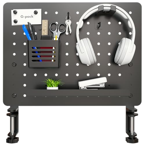 Image of Desk Pegboard - Gaming Pegboard - Clamp on Desk Organizer - Gaming Accessories Organizer - 16.5 X 12.5 inch (Black)