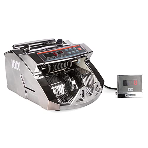 Metallic Gray Money Counter By Besosc With Uv/Mg Detection, 80W Bill Counter With Counterfeit Bill Detection, Led Display, 1000 Pcs Per Minute, No Mixed Bill Counting #TOP22