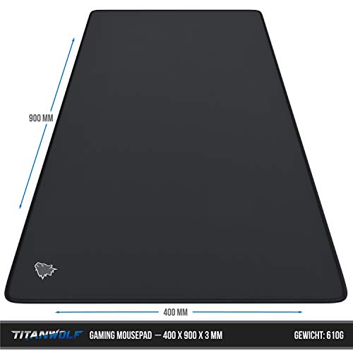 CSL-Computer - XXL Speed Gaming Titanwolf muismat zwart 900 x 400 mm - XXL-muismat - groot tafelonderstel - verbetert de… - Afbeelding 3