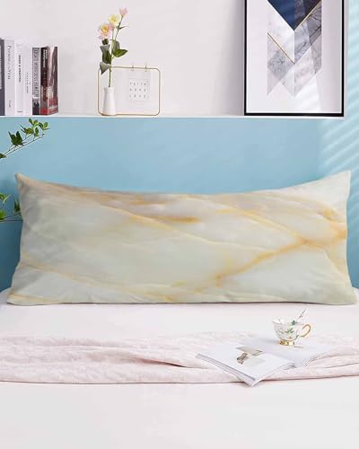 Gavrelixora White Golden Marble Body Pillow Case Cover, Abstract Modern