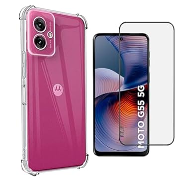 Kit Capa Anti Impacto e Película Protetora 5D Ceramica para Motorola G35 G55 (Motorola G55)