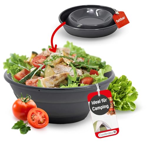 Coolinato Faltbare Schüssel aus Silikon, 20 cm, grau, Faltschüssel zum Aufbewahren, Servieren und Frischhalten, Salat Schüssel für Küche und Camping Coolinato Faltbare Schüssel aus Silikon, 20 cm, grau, Faltschüssel zum Aufbewahren, Servieren und Frischhalten, Salat Schüssel für Küche und Camping
