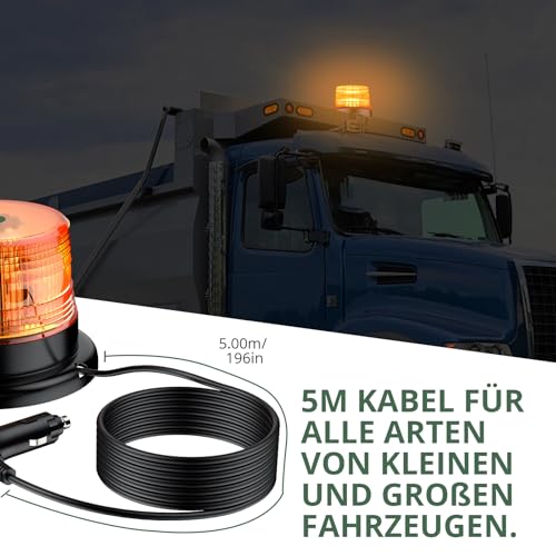 EYPINS 40 LED Rundumleuchte, 40W Auto Warnleuchte, Rundumleuchte Orange, Magnet Warnlicht Blinkleuchte Strobe Beacon Light IP67 für 12V/24V Truck, KFZ, LKW, Traktor | E57 IP67