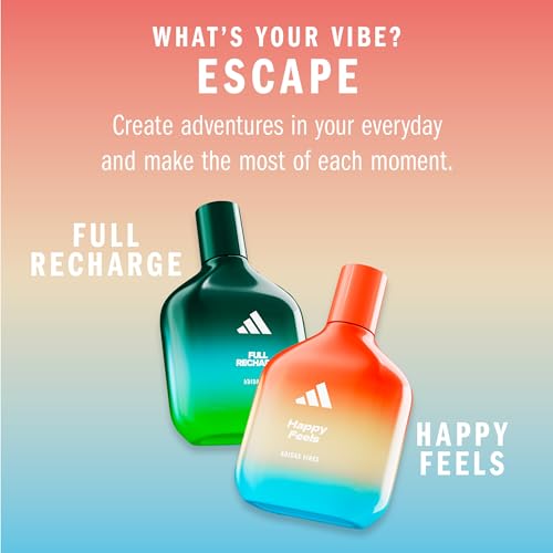 Image of Adidas Vibes Happy Feels Eau de Parfum 1.6 fl oz (Pack of 1), Notes of Floral, Grapefruit, and Vanilla, Unisex Fragrance, Long Lasting, Sporty Fragrance, Travel Size