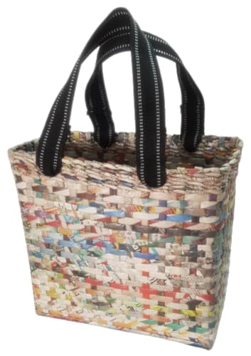 Image of Paperus, Medium, Natural Lunch Bag, Tiffin Basket for Office, Handbag, Carry Bag, Travel Bag, Eco-Friendly, Handmade, of Paper Ropes, in Inches 11 Height, 12 Length & 6 Wide Base