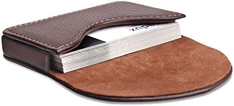 Ocadux Leather Business Card Holder Case for Men or Women Pocket Business Card Wallet Name Card Case Holder with Magnetic Shut, Holds 25 Business Cards, Coffee