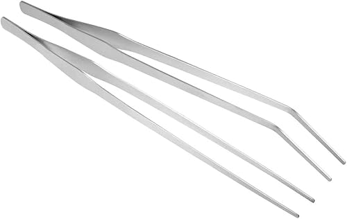 Utoolmart Pinzas para plantas de acuario, pinzas rectas y curvadas de acero inoxidable, pinzas para acuario extralargas de 15.0 in, para pecera,