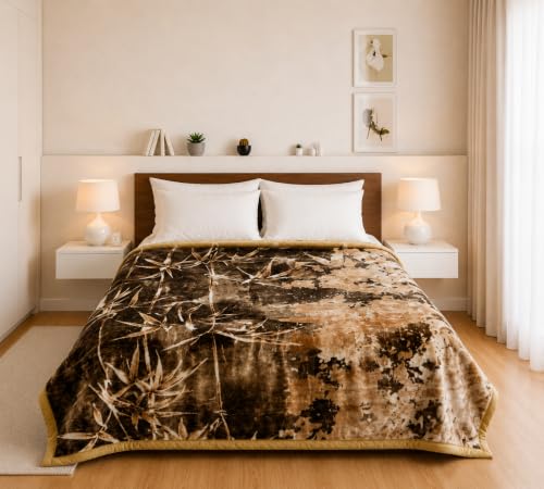 Image of Signature Exclusive Chanakya Supersoft Luxury Heavy Winter Double Ply Double Bed Mink Blanket - 4.5 kg | 100% Polyester | 2.10 m x 2.40 m | Royal Luxe Comfort for Extreme Cold (Desert Mosaic)