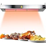 RSHJD Wärmebrücke Küche Gastro, Edelstahl Hängende Speisenwärmer Lampe Einstellbare Temperatur, Kommerzielle Infrarot Wärmelampe Essen für Buffet und Küche (1PC, 60cm)
