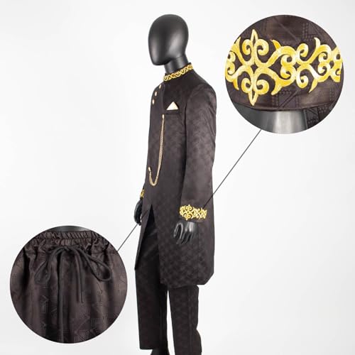 APTX African Suit for Men Dashiki Embroidery Jackets and Pants 2 Piece with Kerchief Slim Fit Formal Outfits Wedding3