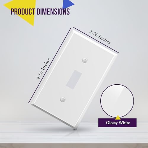 Image of ENERLITES Toggle Light Switch Metal Cover Plate, Wall Plate, Corrosion Resistant, Standard Size 1-Gang 4.50 inch x 2.76 inch, Powder Coated Stamped Steel, 7711-WM, White Matte | Fits standard toggle switches; Rust-proof stamped steel; Smooth matte finish; Standard 1-gang; 7711-WM