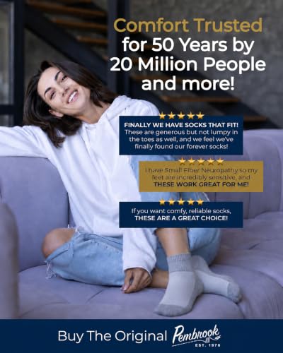 Image of Pembrook Ankle Diabetic Socks for Women & Men | 6 Pairs | Wide Non Binding Socks Quarter Length | Edema Neuropathy Socks