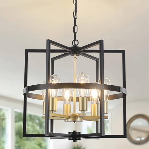 GZDEZCL Black and Gold Chandeliers, Modern Farmhouse Dining Room Light