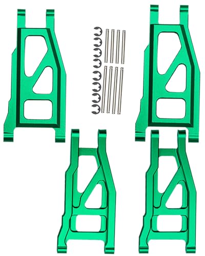 hopsupRC Front Rear Suspension Arm Upgrades Part for 1/10 Slash 4x4 VXL/Rustler 4x4 VXL/Stampede 4x4 VXL/Hoss 4x4 VXL 4wd,4pcs Aluminum A Arms (More Durable Arm) Hops Up,Green