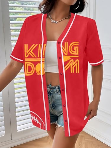 Game Day Shirt Football Jersey - Women Print Button Down Shirt Funday Football Mom Short Sleeve Tops2