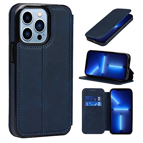 Housse en cuir pour iPhone 8 avec portefeuille et support vidéo intégré bleu