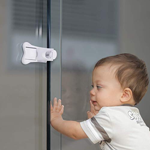 Justdolife Trava de Porta Deslizante Multifuncional para Janela, Trava de Segurança Infantil para Ca