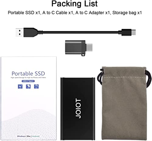 Joiot 500Gb External Ssd, Compatible With Ps4 Xbox One Windows Mac, Up To 500Mb/S,Usb 3.1 External Solid State Drive, Black #TOP6