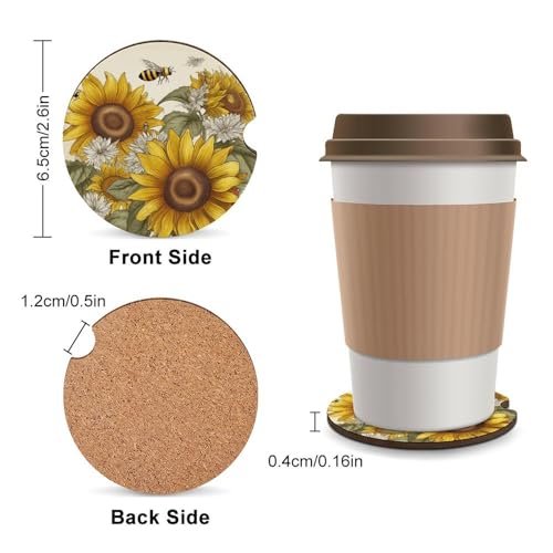 Posavasos para portavasos de auto con diseño floral 2.6 in 2 pzas miniatura 2