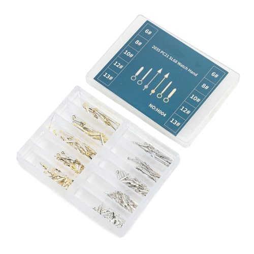 Chiffonade 100 Sets Metal Watch Hands Upgrade Silver Gold Finish Replacement Professional Watchmaking for 2035 PC21 SL68 Quartz Movements(1 x Box Watch Hands)