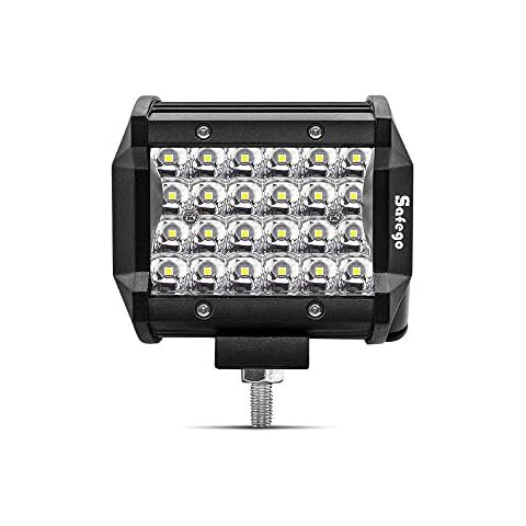 Safego LED Pods Light Bar 4 Inch 72W LED Spotlight 12V 6000LM LED Off road Driving Work Light Bar Fog Lights for ar ATV UTV SUV Truck Boat Motorcycle, 1 Year Warranty Cover
