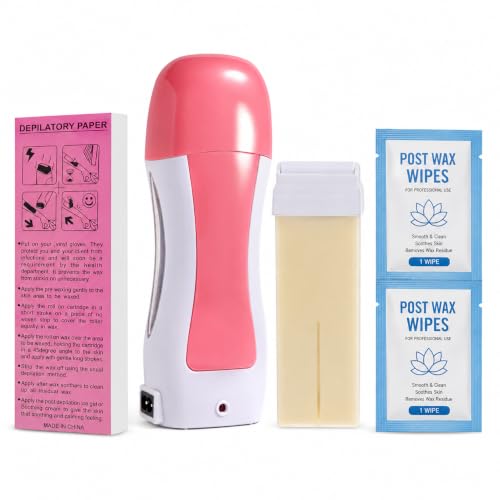 Image of Wax Heater Roller Hair Removal Wax Kit Roll on Hair Removal Wax Kit Wax Heater machine,Refill Cartridge Strips With Wipes Waxing kit for Women Waxkit (wax Roller Heater Machine Combo)