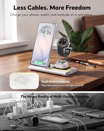 Image of 3 in 1 Charging Station for Samsung Charger, Foldable & Night Lamp