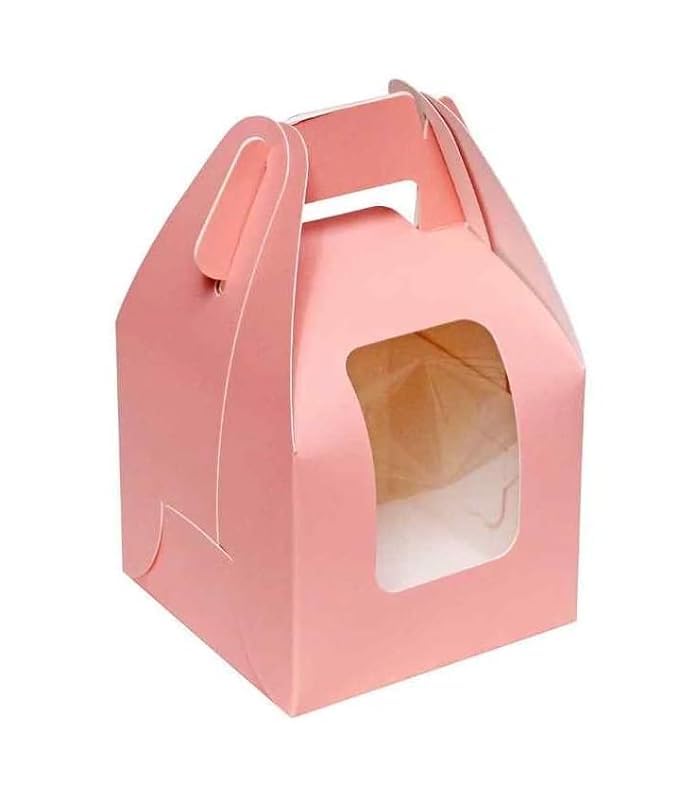 Square Solutions Hamper Jar Box With Window & Handle Pack of 25 Nos Storage Box for Birthday Boxes, Perfect for Chocolate Packing, Folding Storage Box for Return Gift,Invitations in Gifting. (Peach)