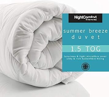Night Comfort Summer Cool Duvet/Quilt Microfibre Soft Touch 1.5/3 Tog Hollow Fibre Duvet/Summer Breeze Duvet Extra Light 1.5 Tog, Super King