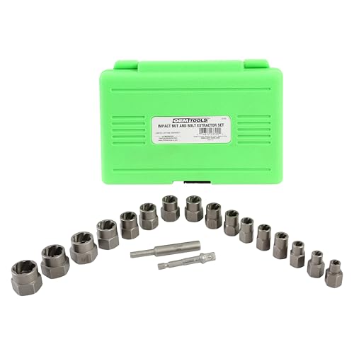 OEMTOOLS 23700 18 Piece Impact Nut & Bolt Extractor Set, Rounded Bolt Remover Kit, SAE & Metric Stripped Bolt Remover, Lug Nut Socket Extractor Set