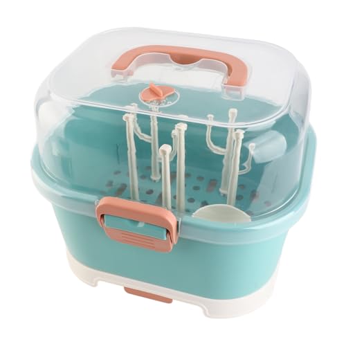 Boîte de rangement de biberon avec support de séchage plastique vert pour crèche