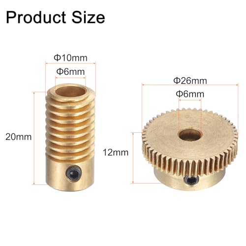 Image of uxcell Worm Gear Set - 0.5 Module 50:1 Reduction Rate 6mm Hole Dia Gear Shaft and 6mm Hole Dia Gear Wheel 50T Drive Gear Box (Brass)