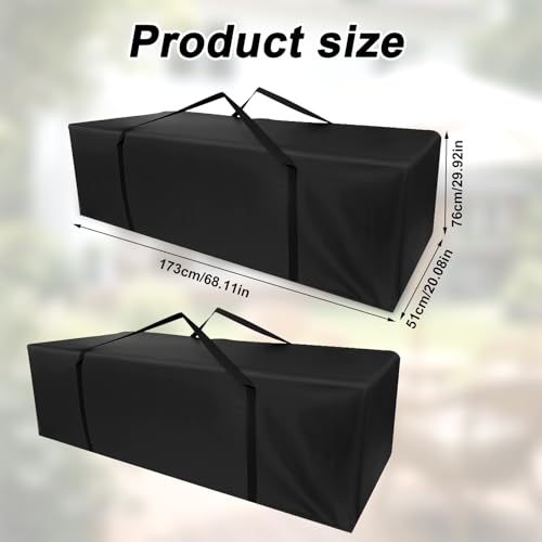 2pcs Extra Large Cushion Storage Bag, 68x30x20 Inch Waterproof Outdoor Storage Moving Bag with Handles Protective Zipper Furniture Organization Wrapped Supply for Patio Outdoor Home by Lyreh - Image 2