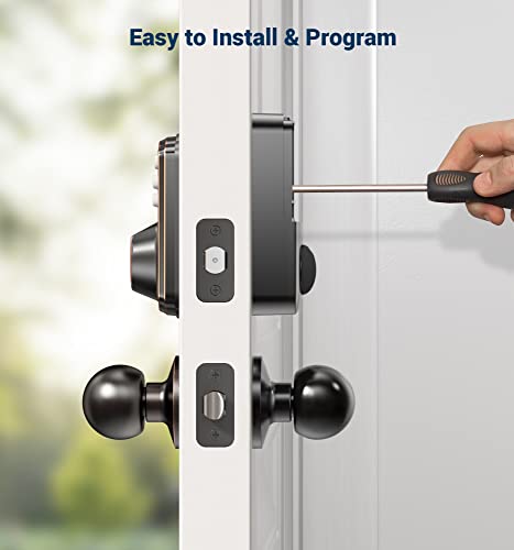 Veise Fingerprint Door Lock With 2 Door Knobs - Keyless Entry Door Lock With Handle, Electronic Keypad Deadbolt Smart Front Door Lock Set, Auto Lock, Waterproof, Easy Installation, Oil Rubbed Bronze #TOP6