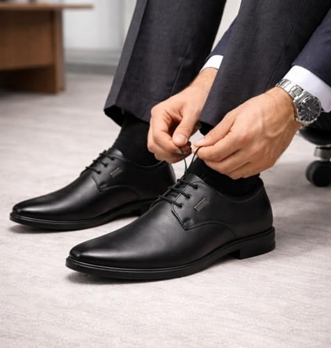 Image of Derby Shoes with Lace-Up Closure, Synthetic Upper, Airmix Sole, Black, Lightweight, Classic Formal Style for Men